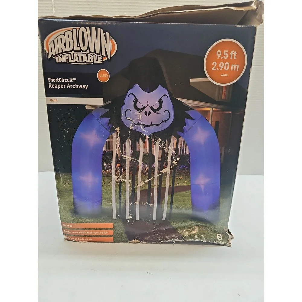 Gemmy Airblown Halloween Inflatable Short Circuit Reaper Archway